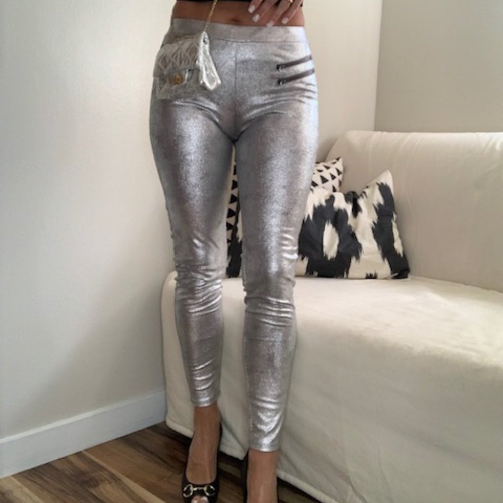 Metallic Silver Leggings
